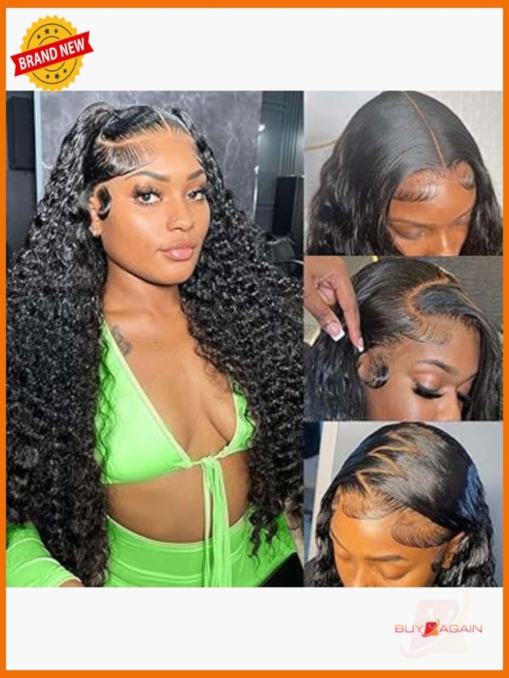 36 Inch Deep Wave Lace Front Wig Human Hair 200% Density Glueless Wet and Wavy